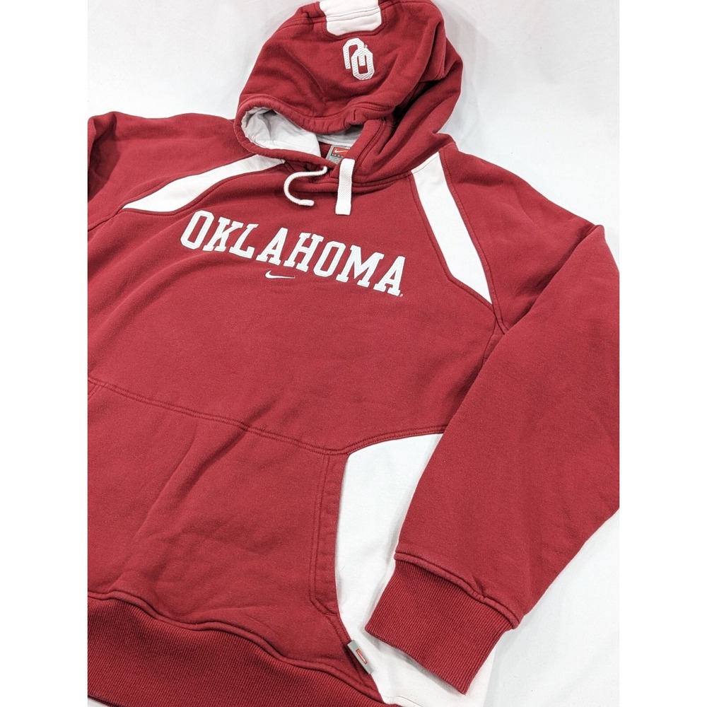 VTG Nike HEAVY Oklahoma Sooners Hoodie Sweatshirt Center  Check Team 90s‎ Red XL